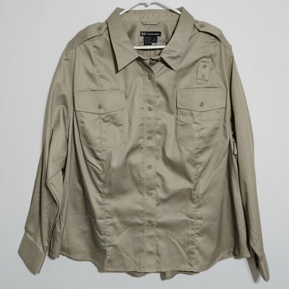 5.11 Tactical Women's Sz 4X Twill PDU Class-A Long‎ Sleeve Shirt 62067 Tan NEW